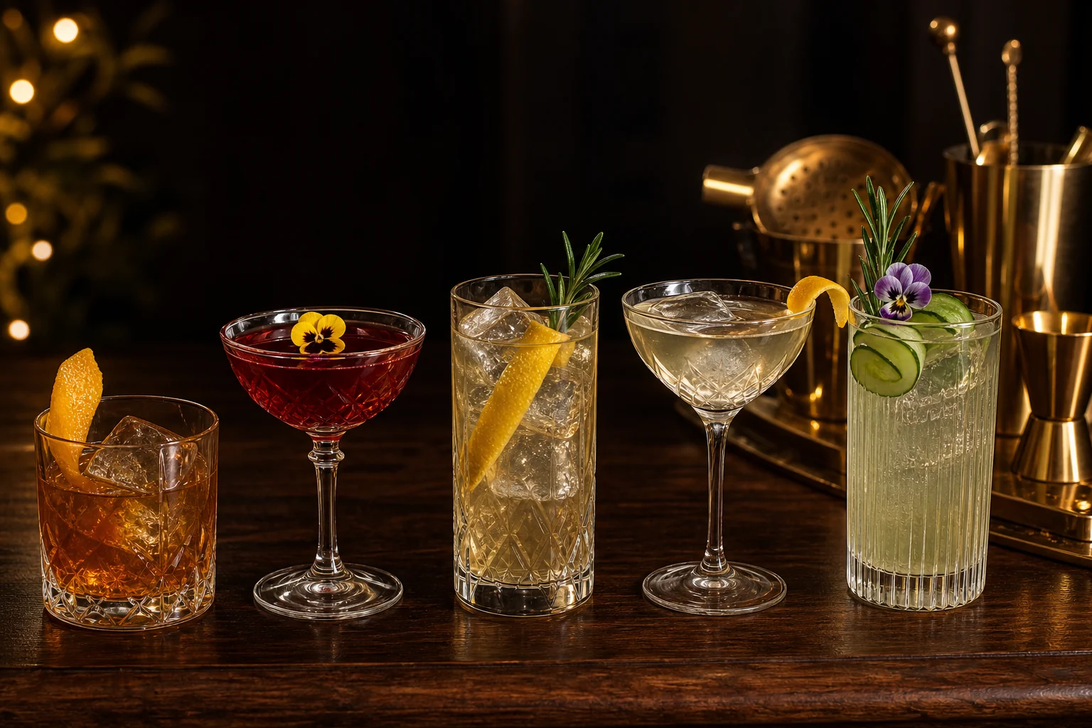 Auswahl hochwertiger Cocktails und alkoholfreier Drinks